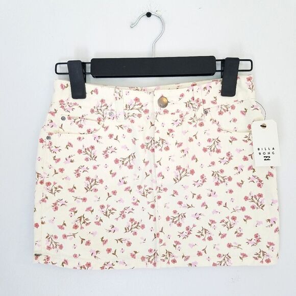 NWT Billabong Girl's Sweetheart Floral Denim 100% Cotton Mini Skirt 10 - Picture 5 of 14